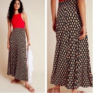 MARVE by Anthropologie Geometric Print Soft Stretch PullOn  Maxi Skirt Small